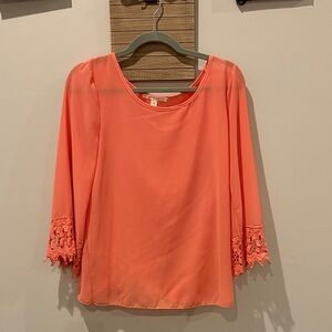 Miami Coral Lace Accent Blouse